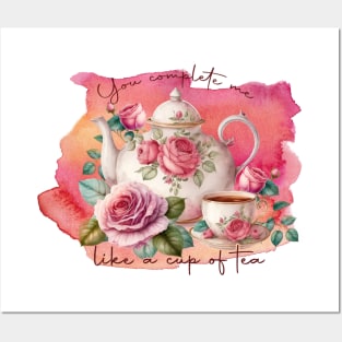 Floral Romantic Tea Pot And Cup Posters and Art